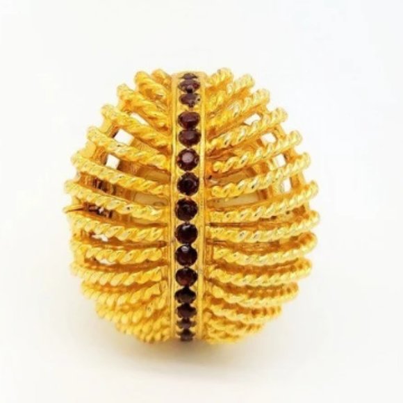 Vintage Leon Piradet 21 jewel ring watch red rhinestone works - Picture 1 of 6